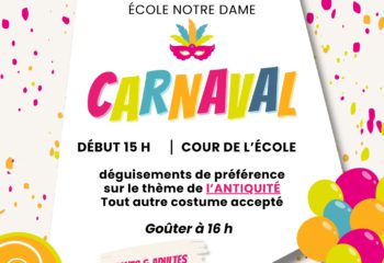 Affiche carnaval notre dame 12 mars 2026